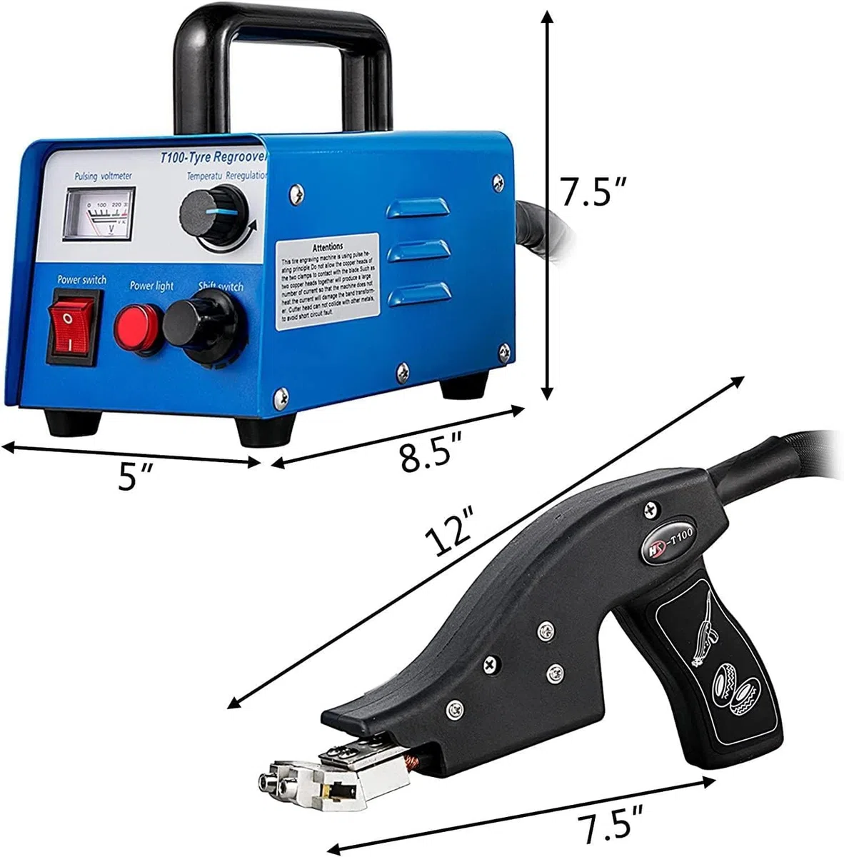 Machine à rainurer les pneus, 400 W en caoutchouc avec 20 lames U/V, largeur de fente de 2 à 10 mm, profondeur de 5 à 7 mm, pour sculpture et réparation de pneus de voiture et de chariot élévateur