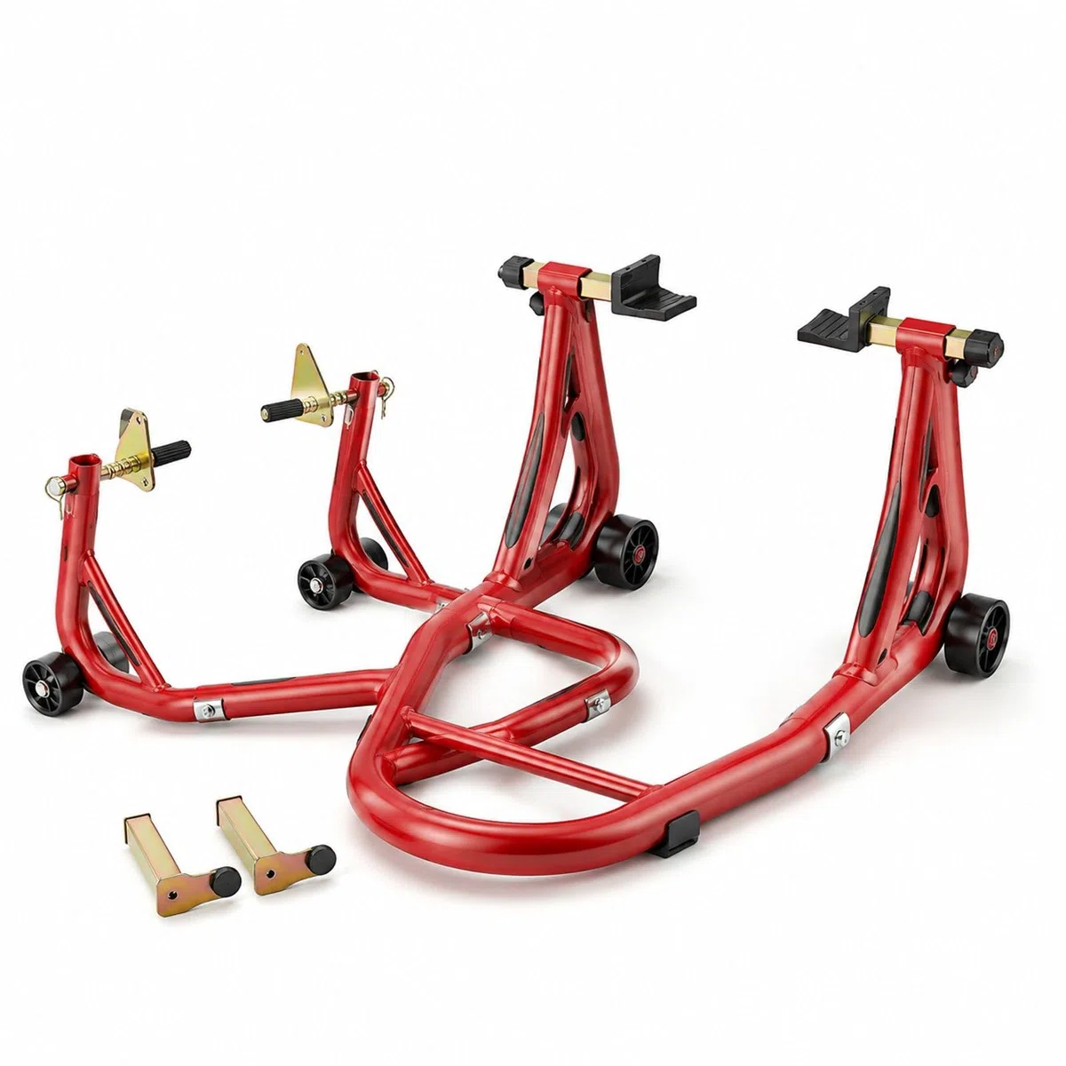 Béquilles de moto avant et arrière rouges pour roue, support de levage avec bras oscillant pour atelier et garage