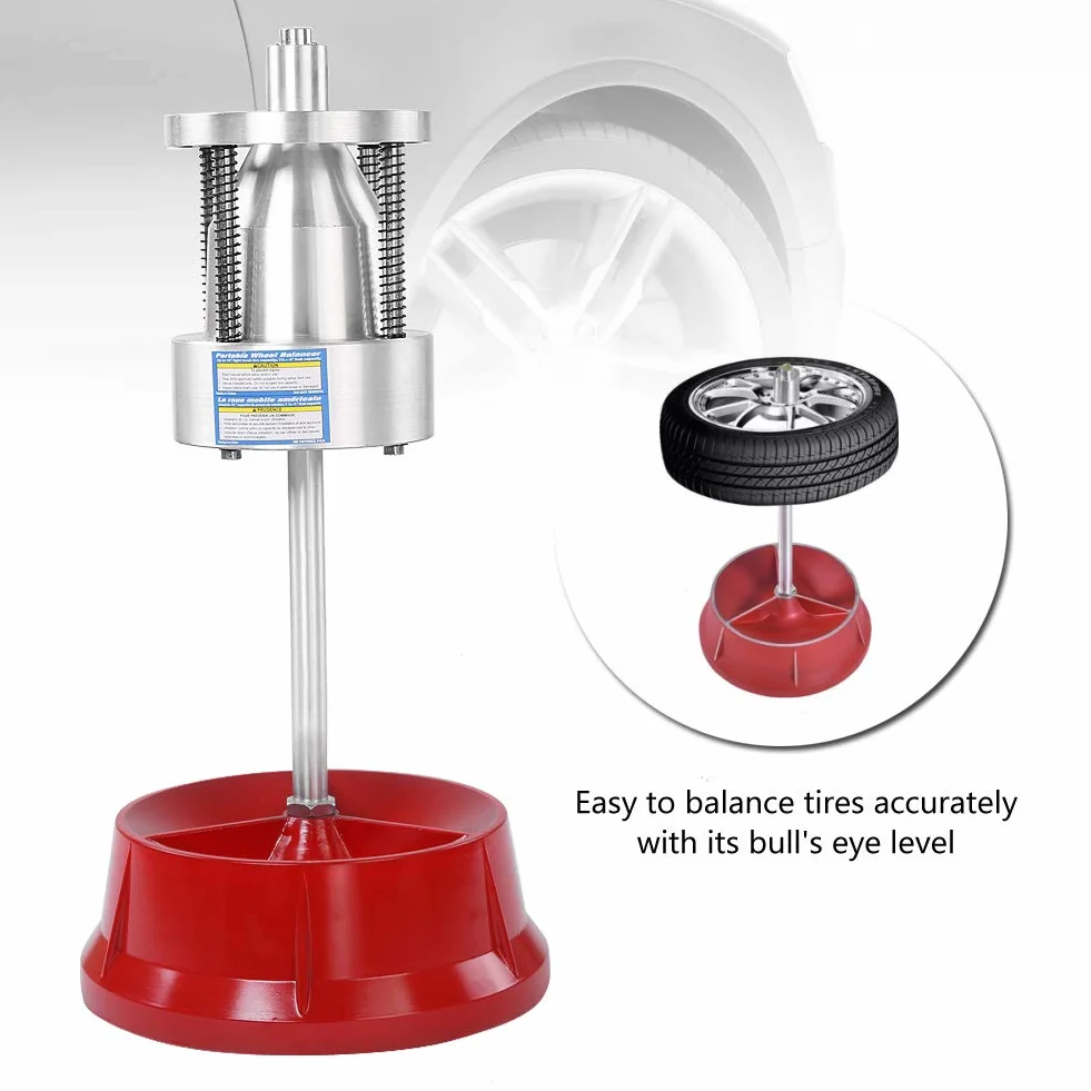 Naroote Équilibreur de Roue Portable, équilibreur de Pneu Robuste avec Niveau œil de Taureau pour la Plupart des Voitures et Camions Légers