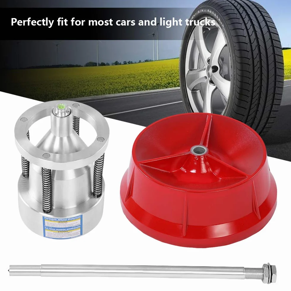 Naroote Équilibreur de Roue Portable, équilibreur de Pneu Robuste avec Niveau œil de Taureau pour la Plupart des Voitures et Camions Légers