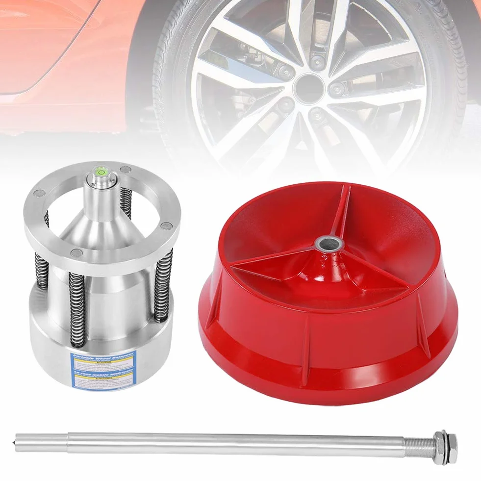 Naroote Équilibreur de Roue Portable, équilibreur de Pneu Robuste avec Niveau œil de Taureau pour la Plupart des Voitures et Camions Légers